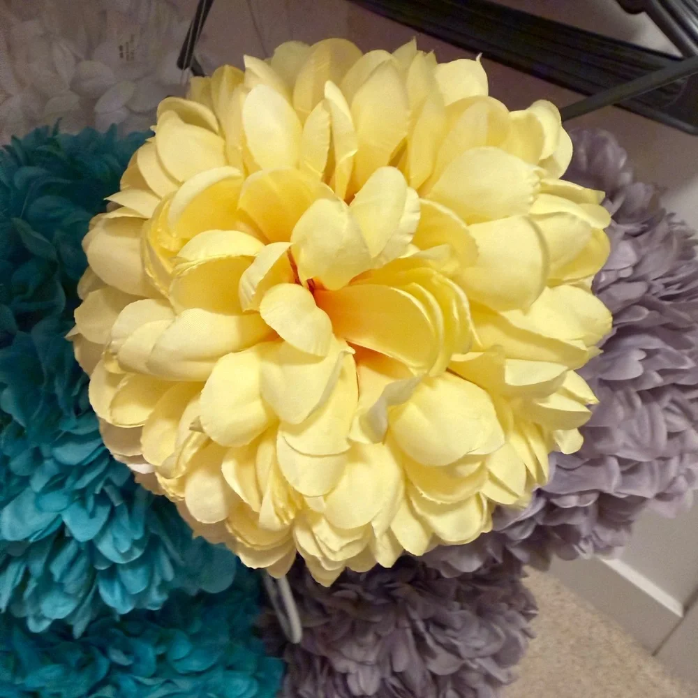 Hobby Lobby Yellow Faux Flower Ball Accent. Qty 1